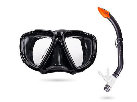 Set maska i disalica semipro crna