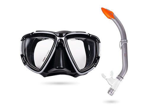 Set maska i disalica semipro siva